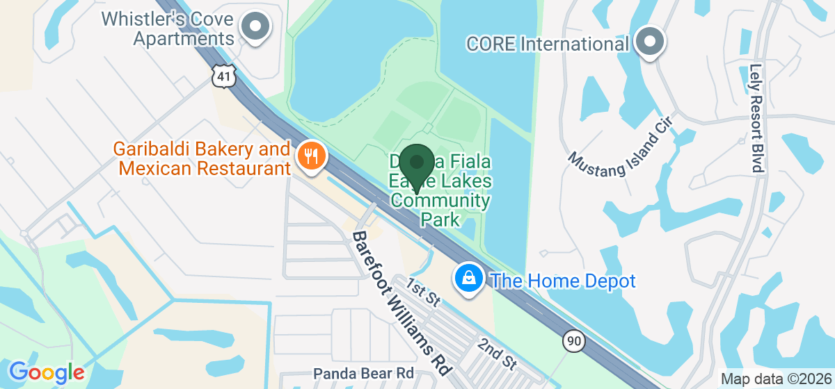 Map showing the location of Eagle Lakes Aquatic Facility