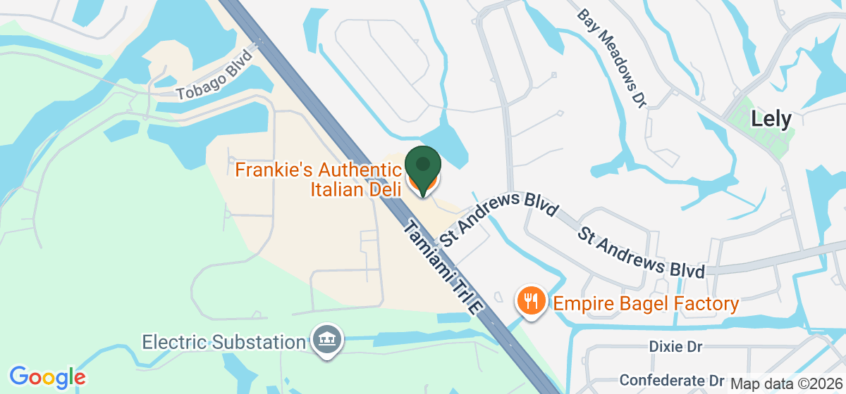 Map showing the location of Frankie's Authentic Italian Deli