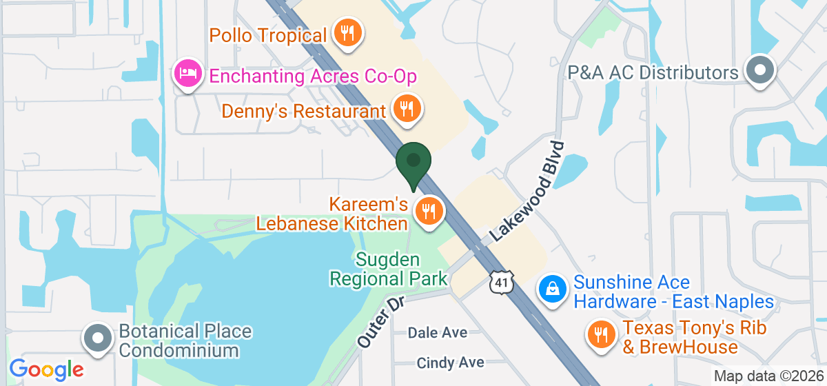 Map showing the location of East Naples Physical Therapy