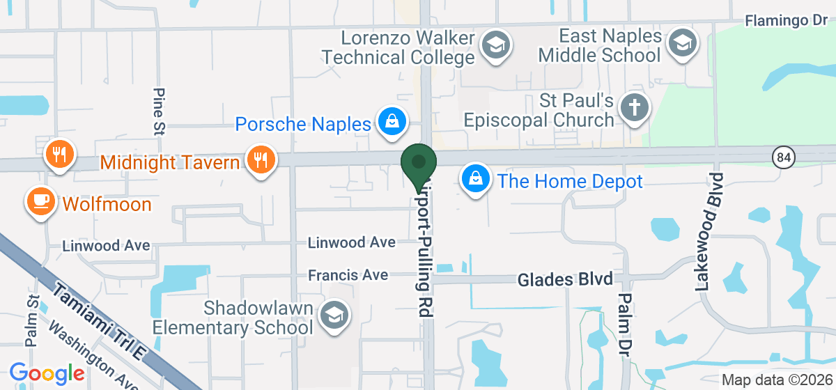 Map showing the location of La Casa del Taco