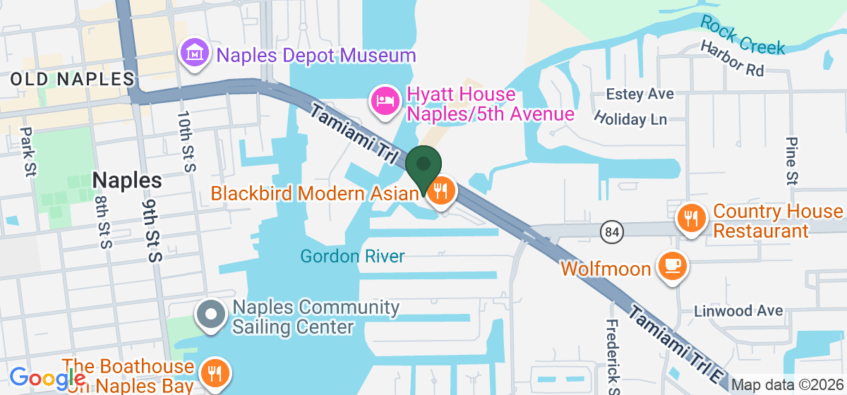 Map showing the location of Naples Bay Resort & Marina