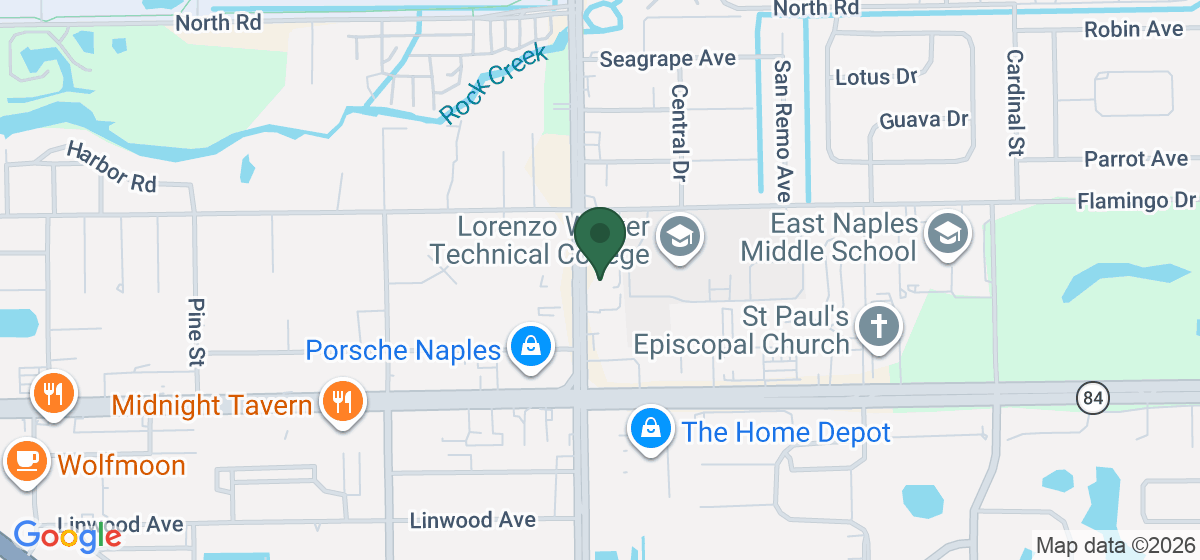 Map showing the location of Naples Ice Cream Shoppe