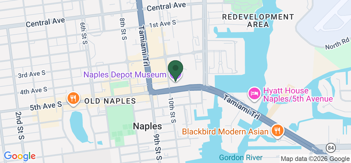 Map showing the location of Naples Depot Museum