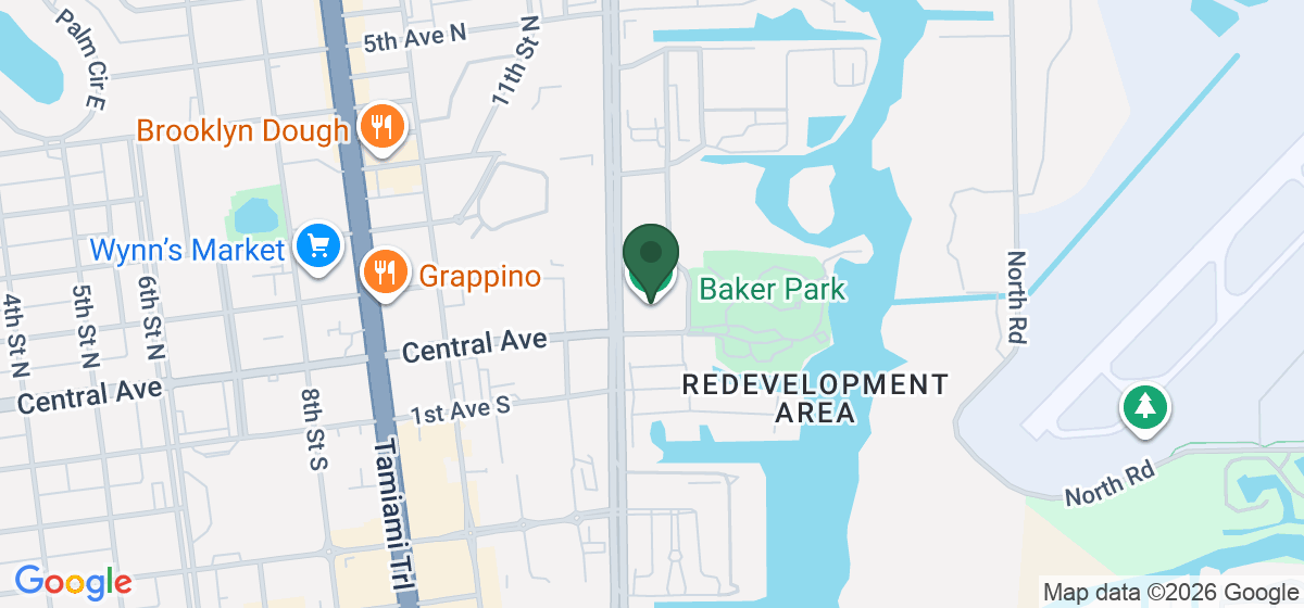 Map showing the location of Naples Dog Park