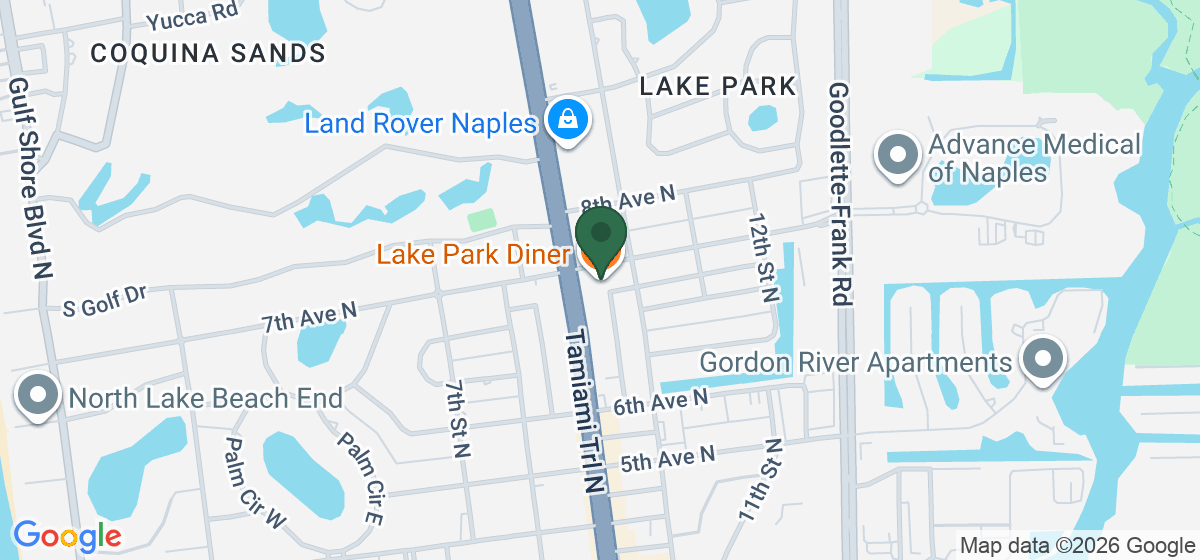 Map showing the location of Lake Park Diner