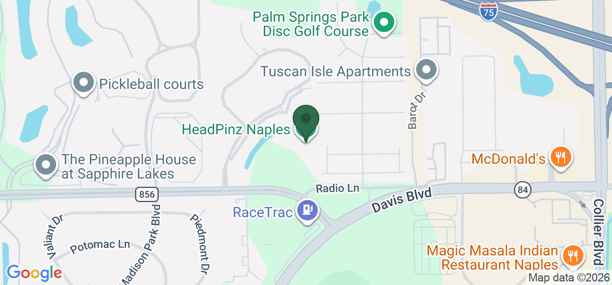 Map showing the location of HeadPinz Naples