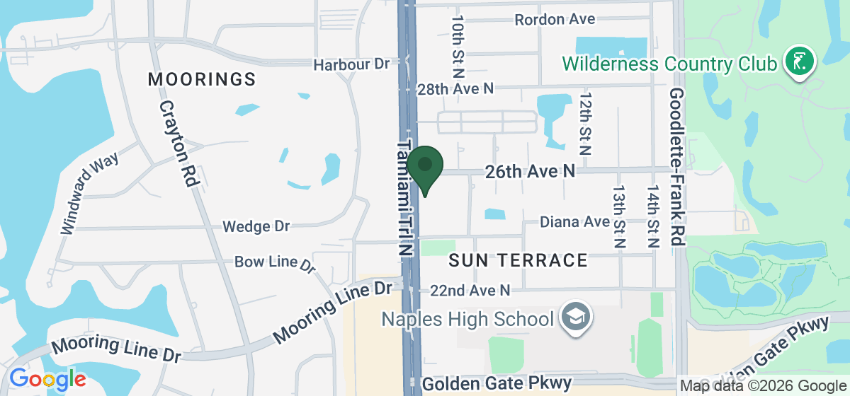 Map showing the location of Hammer & Nails Grooming Shop for Guys - Naples