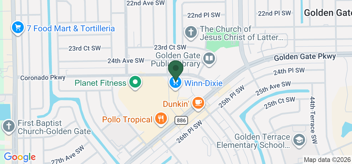 Map showing the location of Coronado Laundromat