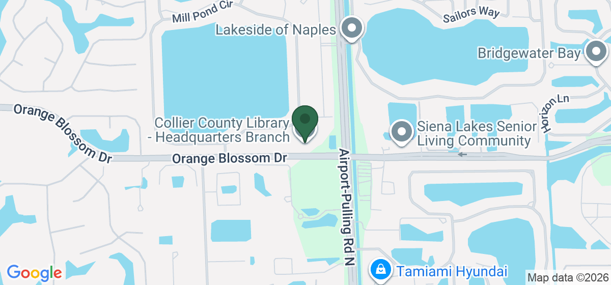Map showing the location of Collier County Library - Headquarters Branch