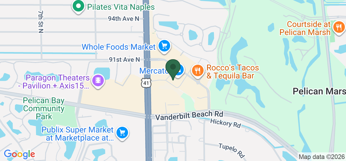 Map showing the location of Blue Martini Lounge Naples