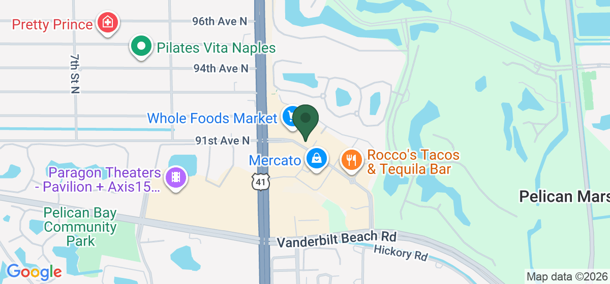 Map showing the location of Old Vines Naples at Mercato